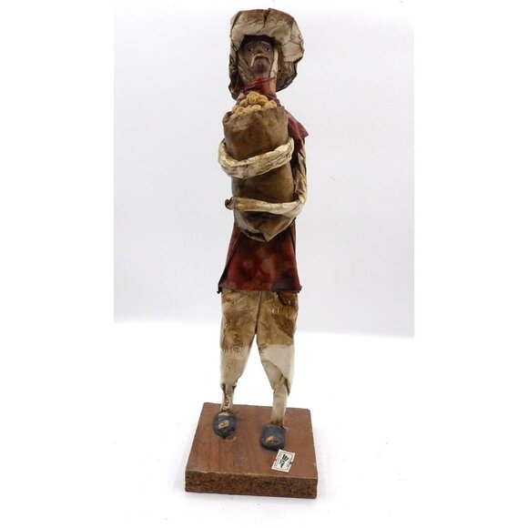 Viejito Papel Mache Old Man w Bag of Potatoes Papier Mache 12x3½x3½ Mexico - Picture 1 of 5